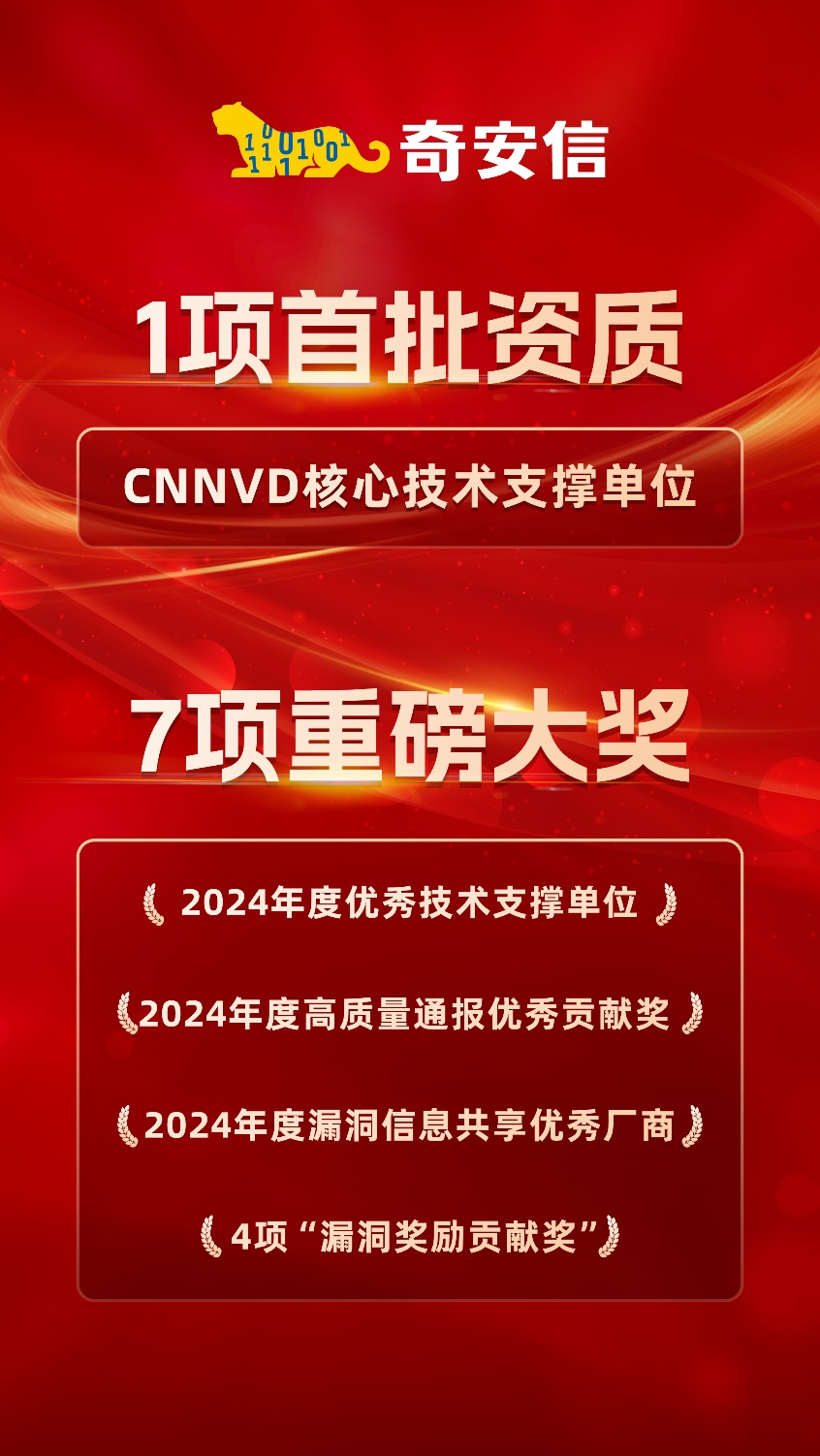 蝉联获奖数量第一！奇安信斩获8项CNNVD重磅大奖